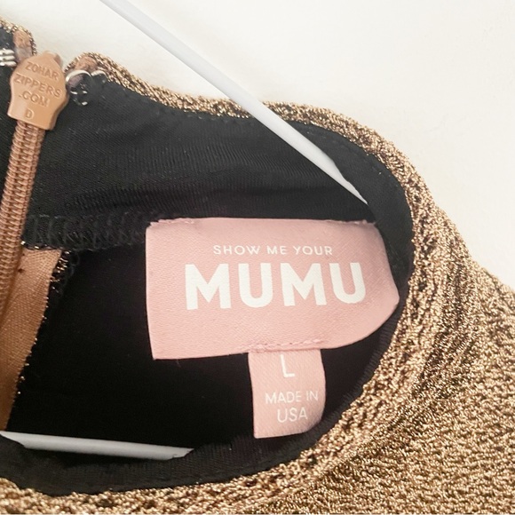 NWOT SHOW ME YOUR
MUMU Party Time Bodysuit in Gold Shinny Shine size L - Picture 12 of 13